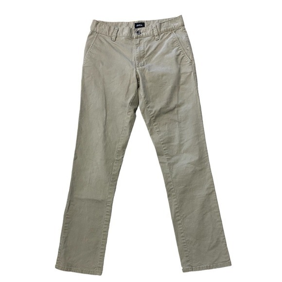 RVCA Men's Size 29 All Time Chino Pants Khaki Straight Fit Cotton Blend - Picture 3 of 8
